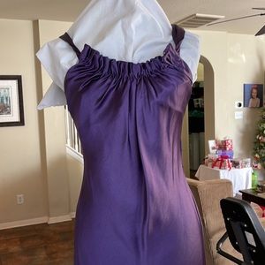 Vera Wang Lavender Label Ruched Purple Satin Mini Dress